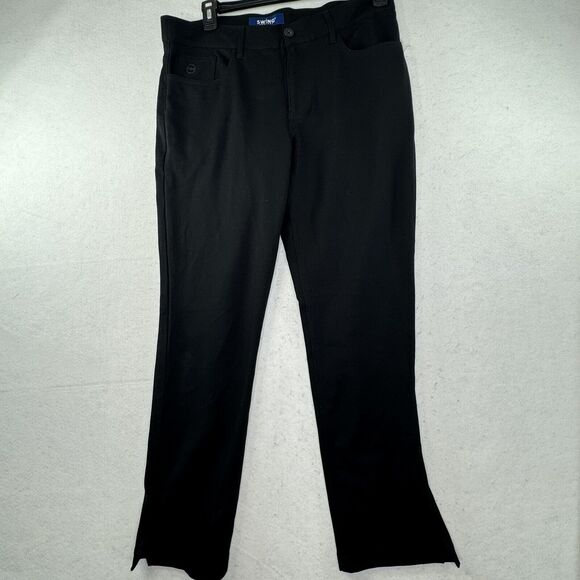 Swing Control Golf Pants Mens Size 36 X 32 Solid Black Stretchy W/ Ankle Slit - Picture 10 of 12